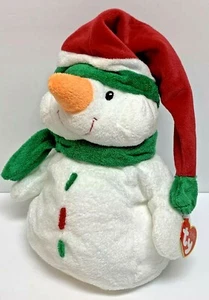 Ty Pluffies Eisbox Eisbox Schneemann 12"" Plüschtier Stofftier Weihnachten neu mit Etikett Weihnachtsmannmütze - Bild 1 von 10