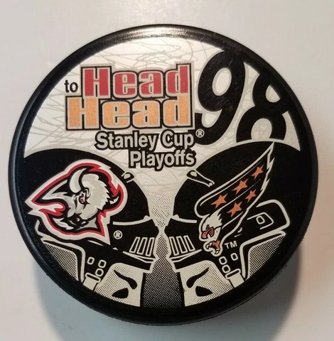 WASHINGTON CAPITALS vs BUFFALO SABRES Hockey Puck 1998 Stanley Cup Playoffs NHL Cover