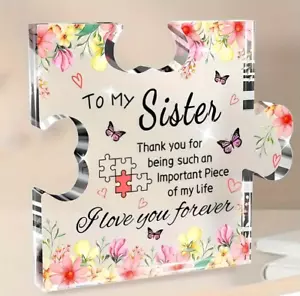 Atemberaubende Schwester Thank You Love You Puzzle Acryl Plakette freistehendes Ornament - Bild 1 von 5