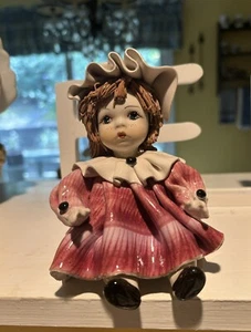 Lino Zampiva Sitting Young Girl Figurine Spaghetti Hair Signed Xlnt 4” - Picture 1 of 6