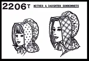 Bonnet Hats Sewing Pattern Mail Order DESIGN 2206 Chemo Alopecia Mother Daughter - Picture 1 of 2