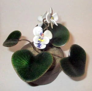 BOVANO of CHESHIRE Emaille auf Kupfer VIOLETT BLUMEN Topfkunst Skulptur - Bild 1 von 9