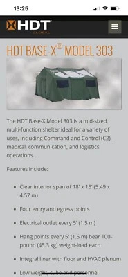 U.S.Military Tent OD Green HDT Base X Shelter System Model 303 18x15 - Image 1 of 4