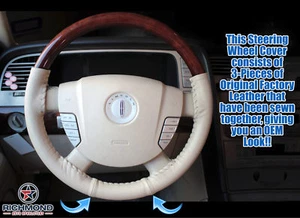 2003-2004 Lincoln Aviator Luxury Premium Pkg -Leather Steering Wheel Cover, Tan - Bild 1 von 10