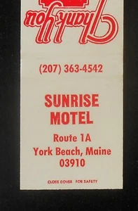 1970s Sunrise Motel Route 1A York Beach ME York Co Matchbook Maine - Bild 1 von 1