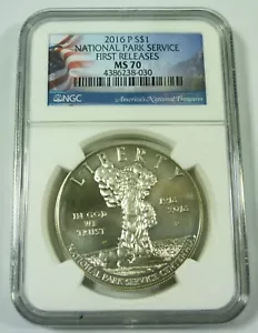 2016 P National Park Service MS70 NGC 90% Silver Dollar - Picture 1 of 2