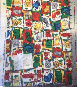 Hoffman Rainbow Critters Cats Cotton fabric Remnants 2 Pieces - Picture 1 of 1