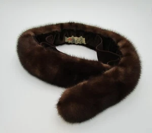 Bufanda de piel de visón de colección cuello envolvente marrón Lord & Taylor 36" de largo EXCELENTE - Imagen 1 de 8