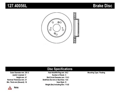 StopTech Front Left Disc Brake Rotor for 02-15 Acura RSX / Honda Civic & CR-Z - Image 1 of 3