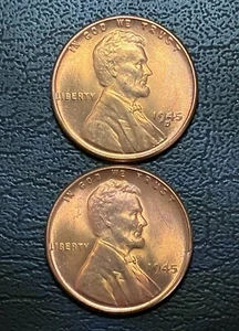 1945 D Lincoln Wheat Penny Errors BU Cracked Planchet, Cracked Skull Die Crack - Picture 1 of 7