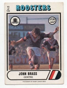 1976 Nrl Rugby League Scanlens (93) John BRASS Roosters - Picture 1 of 2