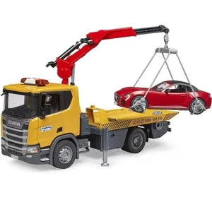 Bruder Scania Super 560R Camion Carro Attrezzi Con Gru con Auto Roadster Inclusa - Foto 1 di 1