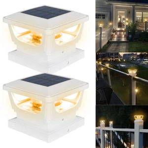 Lámpara cuadrada de 3x3"" 4x4"" de energía solar LED poste de luz tapa de jardín IP65 WW - Imagen 1 de 30