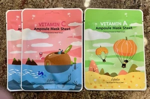 Korean Beauty brand Esfolio Premium Essence 3 pc Vitamin A+C Mask Sheet - Picture 1 of 3