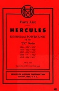 HERCULES JX JXA JXB JXC JXD Engine Unit Parts Manual - Picture 1 of 1
