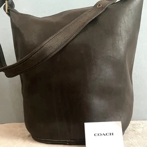 Vintage Coach Bucket-Shaped Shoulder Bag Crossbody Leather Black 125718K Authen - Bild 1 von 9