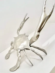 Cyan Design Large Blue Crab Sculpture Figurine Silver Leaf Coastal Home Decor 9” - Picture 1 of 7
