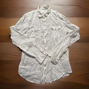 Lucky Brand Western Pearl Snap Leinenhemd Herren Small Langarm weiß - Bild 1 von 7