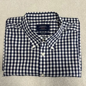 Charles Tyrwhitt Weekend Blue Check Non Iron Button Up Short Sleeve Men's XL - Picture 1 of 15