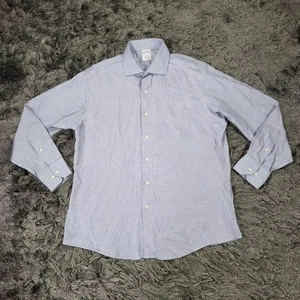Camisa de vestir Brooks Brothers para hombre 17-4/5 azul ajuste regente manga larga sin planchar - Imagen 1 de 15
