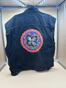 KISS Rock And Roll Over Jeansjacke + Knöpfe schwarz Gr. L 1997 **DEFEKT** - Bild 1 von 12