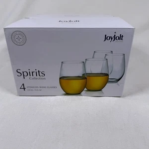 JoyJolt Spirits Stemless Wine Glasses Set of 4 Wine Glasses 19-Ounces - Picture 1 of 7