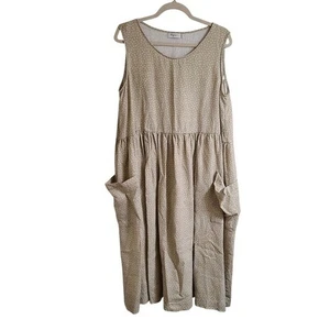Vestido midi de lino sin mangas MAGIC LINEN para mujer XL bolsillos lunares - Imagen 1 de 9