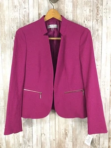 Kasper Women's Blazer Size 6 Pink Hook Front Lined Semi Cropped Zip Pockets NEW - Picture 1 of 5