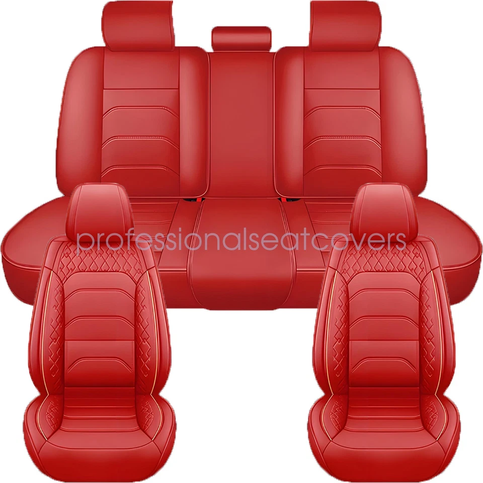 For Honda Civic Car 5Seat Cover Full Set Faux Waterproof Cushion Protector Red Foto 1 de 4
