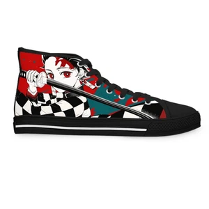 Women High Top Sneakers shoes slayer black sword tanjiro footwear anime manga - Picture 1 of 17