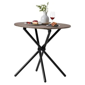 Round Dining Table, Modern Wood Kitchen Dining Table with Metal Legs, 31.5'' - Picture 1 of 8