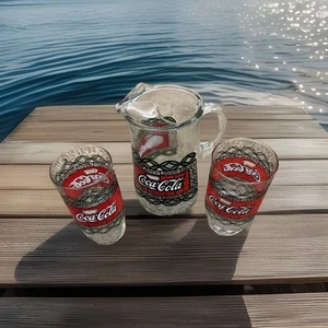Vintage CocaCola Pitcher And Glass Set, Good Condition! 1 Pitcher And 3 Glasses. - Picture 1 of 5