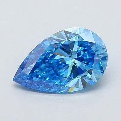 4.01 Ct Pear Cut Lab IGI Certified Diamond Fancy Vivid Blue Color VS2 For Ring - Image 1 of 4