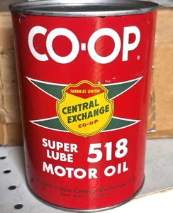 Farmers Union Co-Op SuperLube 518 Motor Oil Quart Can Hard To Find In Good Full - Picture 1 of 3