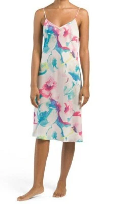 Vestido de quimise sedoso estampado floral NATORI S M L NUEVO CON ETIQUETAS Pijama Foto 1 de 2