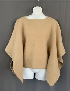 Jones New York Crop Poncho Cape Topper Size Large Camel Tan Wool Blend Lagenlook - Picture 1 of 10