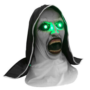 LED Leuchtet Halloween Maske Scary Nun Cosplay Kostüm Requisiten Latex Masken