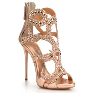 Verano Mujeres Sexy Tacones Delgados Tacones Altos Sandalias Banquete Fiesta Zapatos Estrás - Imagen 1 de 17