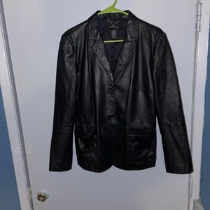 Chaqueta de cuero negra mediana Kenneth Cole New York N - Imagen 1 de 12