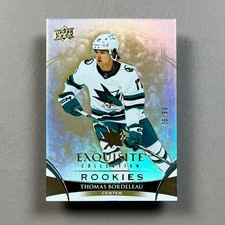 2022-23 UD Exquisite THOMAS BORDELEAU RC Gold Parallel #/99 SP - Sharks Rookie C