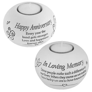 Round Sentiment Tea Light Candle Holder - Choose Design - Picture 1 of 5
