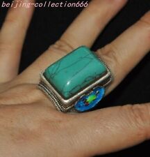 china silver Cloisonne Inlay Turquoise jewelry ring Rings Adjustable size
