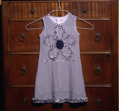 Halabaloo Navy Blue White Striped Boutique Dress Size 4 Barneys New York NWT - Image 1 of 4