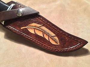 Custom Leather Sheath w/feather for Buck 119 - Picture 1 of 5
