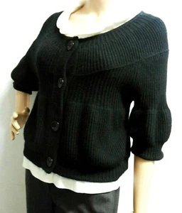 COUNTRY ROAD CR size XL 12 14 wool angora cashmere chunky knit black CARDIGAN - Picture 1 of 6