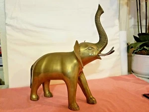 Vtg Solid Brass Elephant Figurine Made In Korea Collectible Figure Decor 13 1/4" - Picture 1 of 5