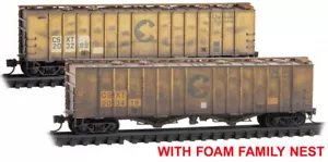 Paquete de 2 tolvas de flujo de aire Micro-Trenes MTL escala N CSX/ex-Chessie desgastadas - Imagen 1 de 1