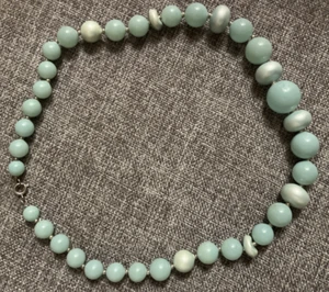 Necklace Smooth Polished Blue Stones Charms w/ Clasp 24"-long - Picture 1 of 11