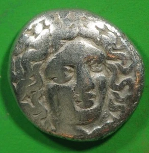 Satraps of Caria 353 BC ar13 Silver Drachm APOLLO & ZEUS LABRAUNDOS @0438 - Picture 1 of 2