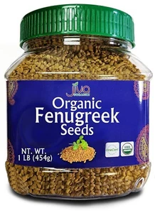 Jiva Organics Organic Fenugreek Seeds Whole 1 Pound Jar - Methi Seed for Cooking - Picture 1 of 7